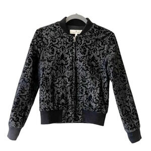Dakota Collective Black Brocade‎ Bomber Jacket Size XS Zip Front Luxe Look Party